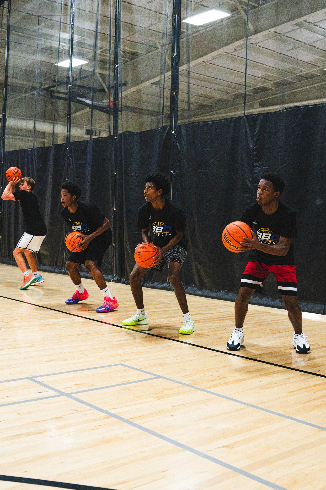 BBD players preparing to shoot during a competitive drill