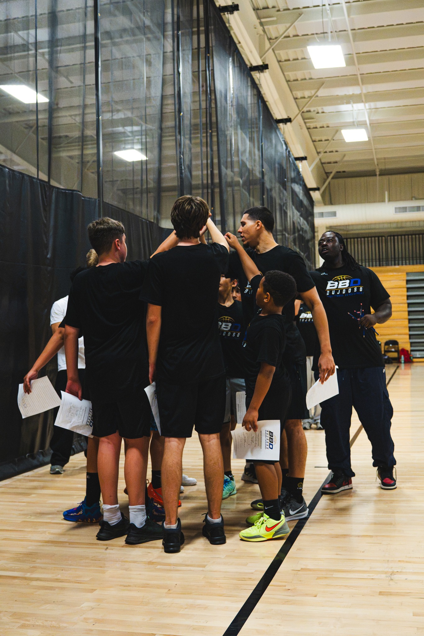 BBD team huddle at the end of a training session